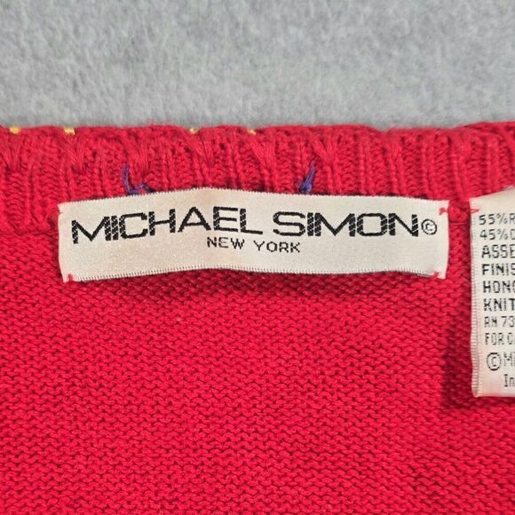 Vtg 1996 Michael Simon Christmas Sweater Size Medium Red Nutcracker Flawed - Picture 6 of 12